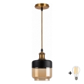 BRILAGI - LED полилей на кабел RETRO GLASS 1xE27/60W/230V Ø 14 см златисто/опушено бежово
