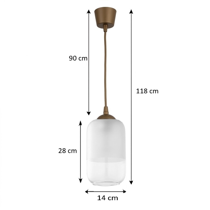 Brilagi - LED полилей на кабел RETRO GLASS 1xE27/60W/230V Ø 14 см кафяв/бял
