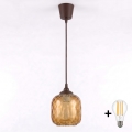 Brilagi - LED полилей на кабел RETRO GLASS 1xE27/60W/230V Ø 14 см кафяв/димно-кафяв