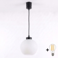 Brilagi - LED полилей на кабел RETRO GLASS 1xE27/60W/230V Ø 15 см черен/бял