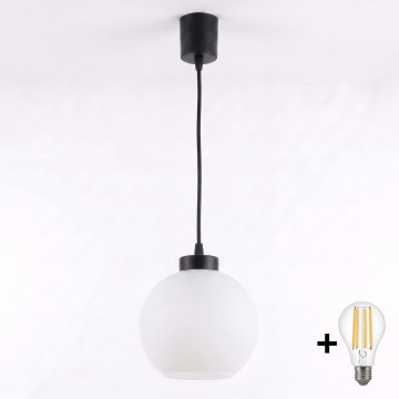Brilagi - LED полилей на кабел RETRO GLASS 1xE27/60W/230V Ø 15 см черен/бял