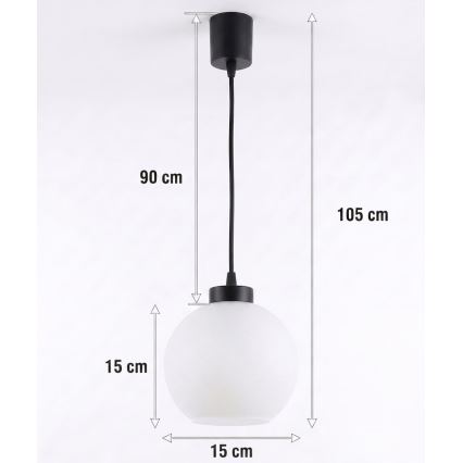 Brilagi - LED полилей на кабел RETRO GLASS 1xE27/60W/230V Ø 15 см черен/бял