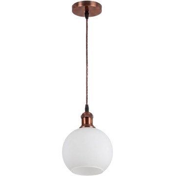 Brilagi - LED полилей на кабел RETRO GLASS 1xE27/60W/230V Ø 15 см меден/бял