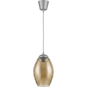 Brilagi - LED полилей на кабел RETRO GLASS 1xE27/60W/230V Ø 17 см сребрист/димно-бежов