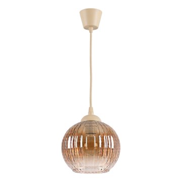 Brilagi - LED полилей на кабел RETRO GLASS 1xE27/60W/230V Ø 18 cm бежово/опушено кафяво