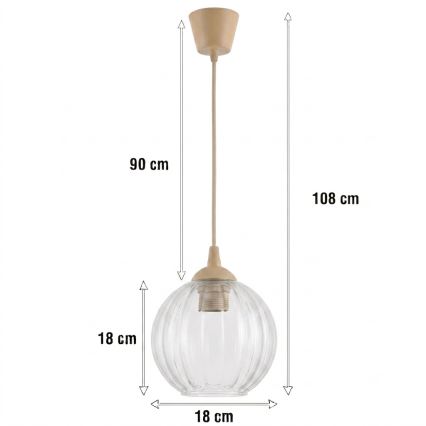 Brilagi - LED полилей на кабел RETRO GLASS 1xE27/60W/230V Ø 18 см бежов/прозрачен