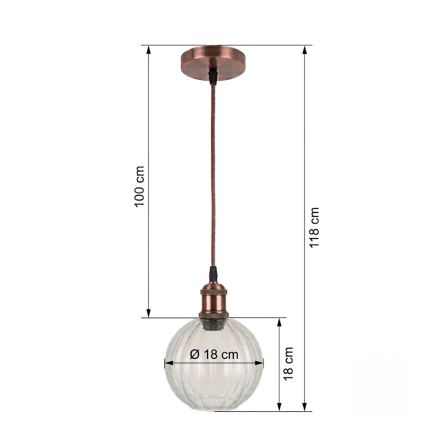 Brilagi - LED полилей на кабел RETRO GLASS 1xE27/60W/230V Ø 18 см бял/прозрачен