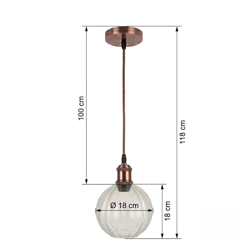 Brilagi - LED полилей на кабел RETRO GLASS 1xE27/60W/230V Ø 18 см бял/прозрачен