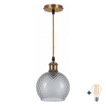 BRILAGI - LED полилей на кабел RETRO GLASS 1xE27/60W/230V Ø 18 см златист/димчато сив
