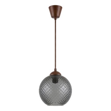 Brilagi - LED полилей на кабел RETRO GLASS 1xE27/60W/230V Ø 18 см кафяв/димно сив