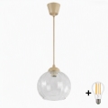 Brilagi - LED полилей на кабел RETRO GLASS 1xE27/60W/230V Ø 25 см бежов/прозрачен