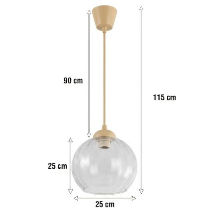 Brilagi - LED полилей на кабел RETRO GLASS 1xE27/60W/230V Ø 25 см бежов/прозрачен