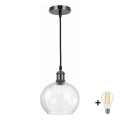 BRILAGI - LED полилей на кабел RETRO GLASS 1xE27/60W/230V Ø 25 см черен/прозрачен