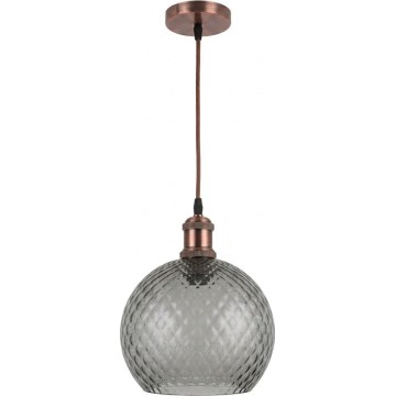 Brilagi - LED полилей на кабел RETRO GLASS 1xE27/60W/230V Ø 25 см меден/димно сив