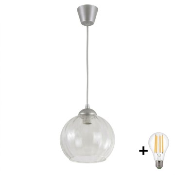 Brilagi - LED полилей на кабел RETRO GLASS 1xE27/60W/230V Ø 25 см сребрист/прозрачен
