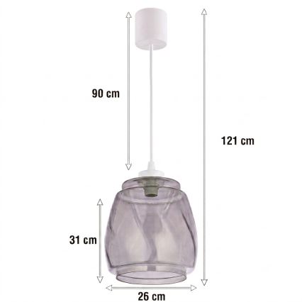 Brilagi - LED висяща лампа на кабел RETRO GLASS 1xE27/60W/230V Ø 26 cm бяла/димно сива