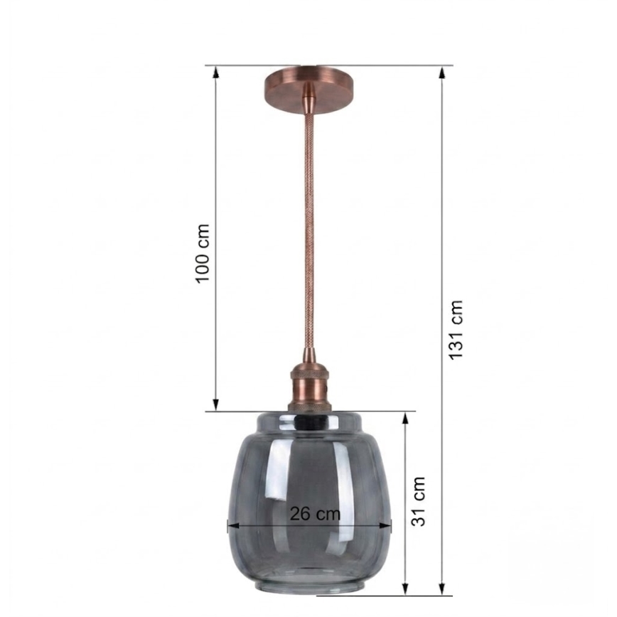 Brilagi - LED висяща лампа на кабел RETRO GLASS 1xE27/60W/230V Ø 26 cm бяла/димно сива