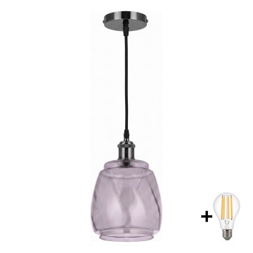 BRILAGI - LED полилей на кабел RETRO GLASS 1xE27/60W/230V Ø 26 см черен/димно сив