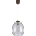 Brilagi - LED полилей на кабел RETRO GLASS 1xE27/60W/230V Ø 26 см кафяв/димно сив