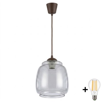 Brilagi - LED полилей на кабел RETRO GLASS 1xE27/60W/230V Ø 26 см кафяв/димно сив