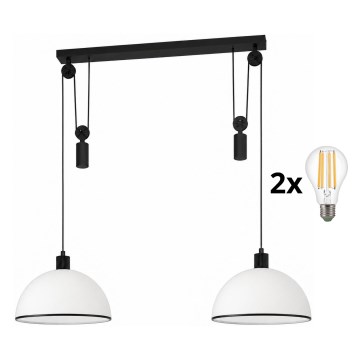 BRILAGI - LED полилей на кабел RETRO GLASS 2xE27/40W/230V черен/бял