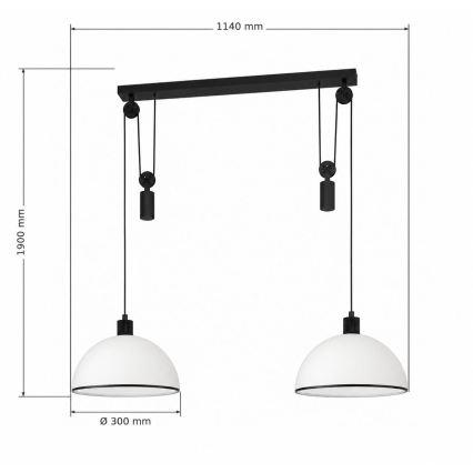 BRILAGI - LED полилей на кабел RETRO GLASS 2xE27/40W/230V черен/бял