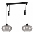 BRILAGI - LED Полилей на кабел RETRO GLASS 2xE27/40W/230V черно/опушено сиво