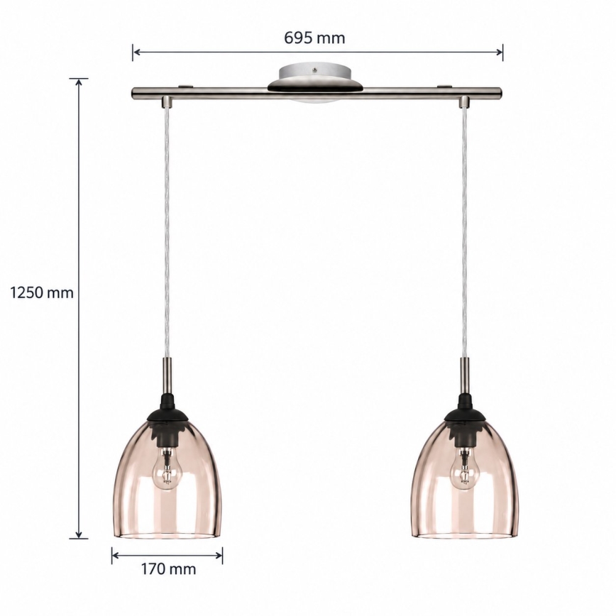 BRILAGI - LED полилей на кабел RETRO GLASS 2xE27/60W/230V матов хром/димно бежово