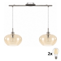 BRILAGI - LED полилей на кабел RETRO GLASS 2xE27/60W/230V матов хром/димно бежов