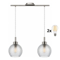 BRILAGI - LED полилей на кабел RETRO GLASS 2xE27/60W/230V матов хром/димно сиво