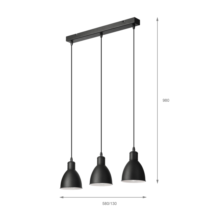 Brilagi - LED полилей на кабел RIDDY 3xE27/60W/230V черен