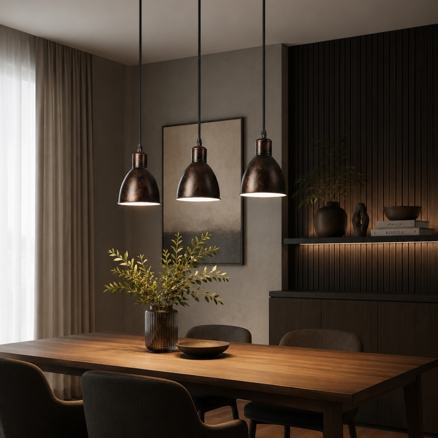 Brilagi - LED полилей на кабел RIDDY 3xE27/60W/230V мед/патина