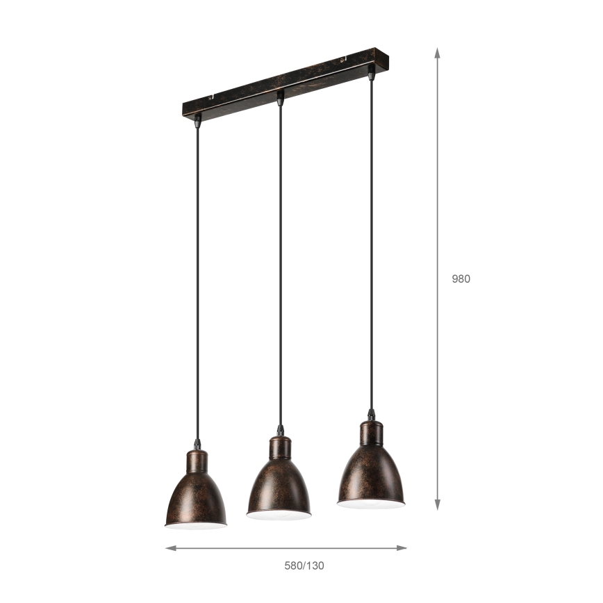 Brilagi - LED полилей на кабел RIDDY 3xE27/60W/230V меден/патина