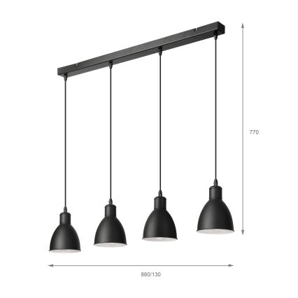 Brilagi - LED полилей на кабел RIDDY 4xE27/60W/230V черен
