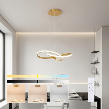 Brilagi - LED полилей на кабел с възможност за димиране INFINITY LED/55W/230V 3000-6000K 50x50 cm златен + дистанционно управление