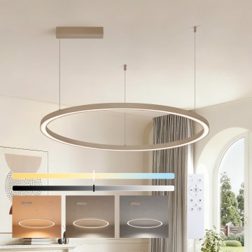 Brilagi - LED полилей на кабел с възможност за димиране PORTOFINO LED/60W/230V 3000-6000K диам. 80 cm бежов + дистанционно управление