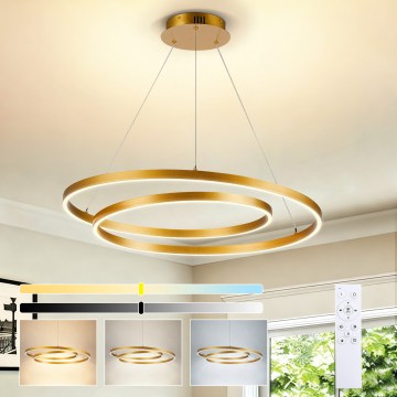 BRILAGI - LED полилей на кабел TWISTER с възможност за димиране LED/75W/230V 3000-6000K Ø 70 cm златист + дистанционно управление