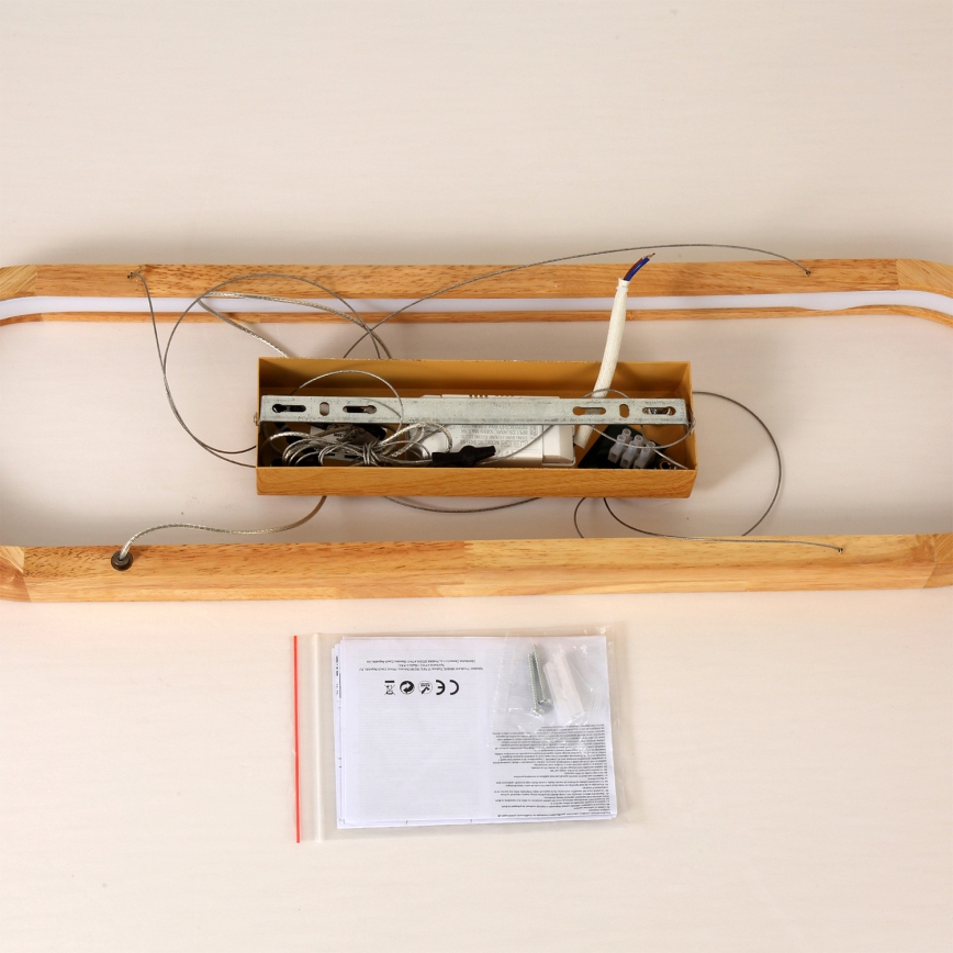 Brilagi - LED полилей на кабел UMEA WOOD LED/30W/230V 70x20 cm каучукова дървесина