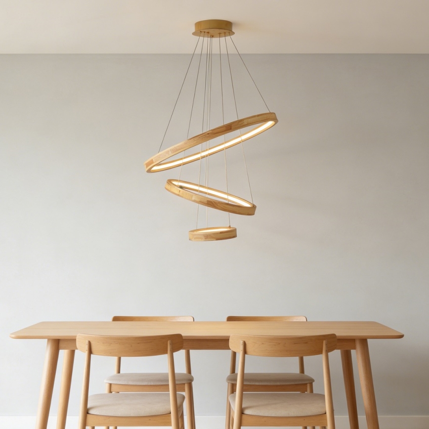 Brilagi - LED полилей на кабел UMEA WOOD LED/45W/230V, диаметър 60 см, от дърво