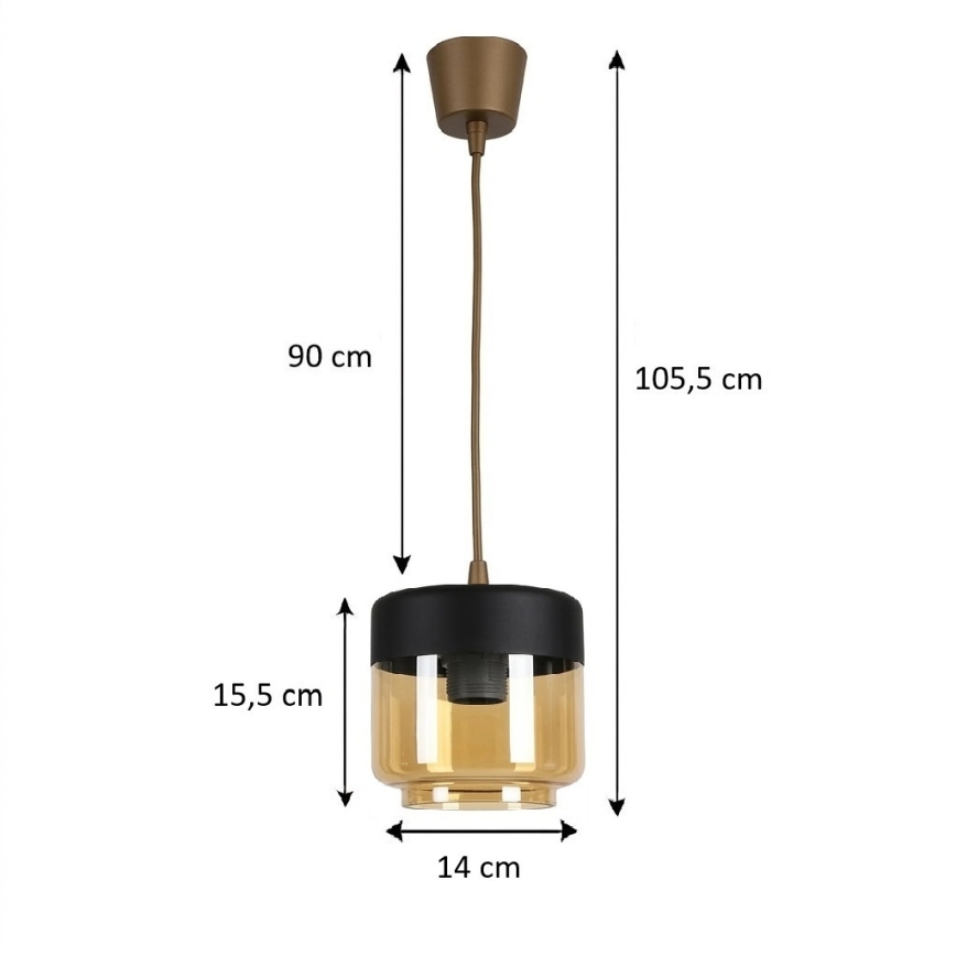 BRILAGI - LED полилей на кабел RETRO GLASS 1xE27/60W/230V Ø 14 см кафяв/опушено бежово/черен