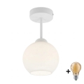BRILAGI - LED полилей RETRO GLASS 1xE27/60W/230V Ø 15 см бял