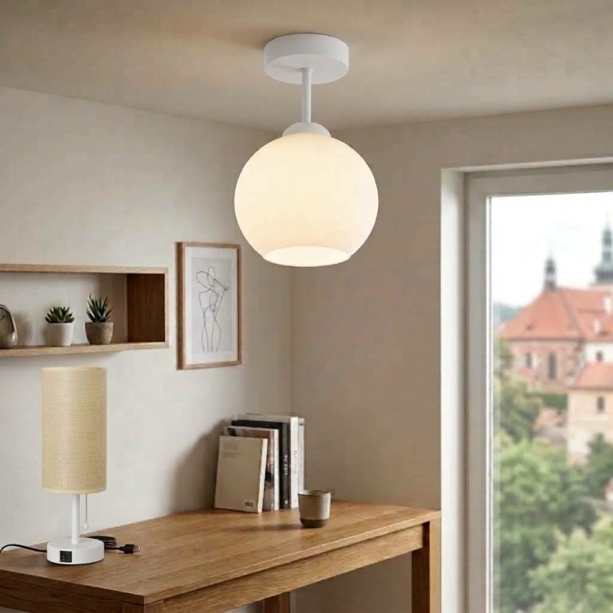 BRILAGI - LED полилей RETRO GLASS 1xE27/60W/230V Ø 15 см бял