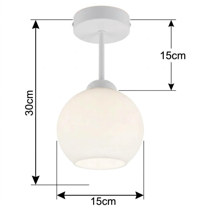 BRILAGI - LED полилей RETRO GLASS 1xE27/60W/230V Ø 15 см бял