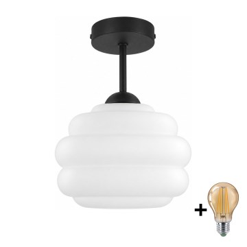 BRILAGI - LED Полилей RETRO GLASS 1xE27/60W/230V Ø 20 cm черно/бяло