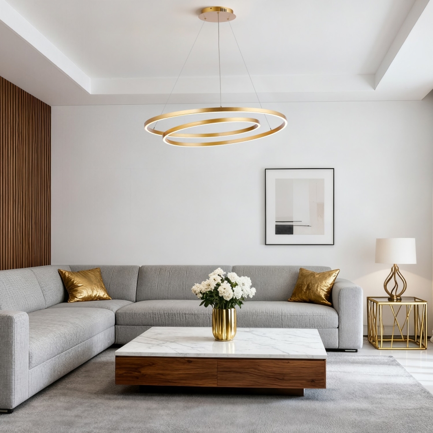 Brilagi - Димируем LED полилей на кабел TWISTER LED/105W/230V 3000-6000K, диаметър 100 см, златист + дистанционно управление