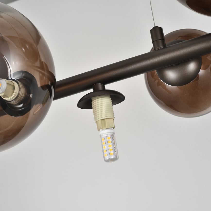 Brilagi - LED полилей с окачване на кабел MILLA 10xG9/3W/230V кафяв/опушено-кафяв