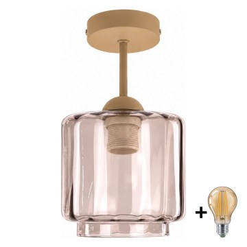 BRILAGI - LED полилей с повърхностен монтаж RETRO GLASS 1xE27/60W/230V Ø 15 см бежово/опушено бежово