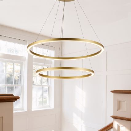 Brilagi - Димируем LED полилей на кабел PORTOFINO LED/98W/230V 3000-6000K Ø 80 см златист + дистанционно управление