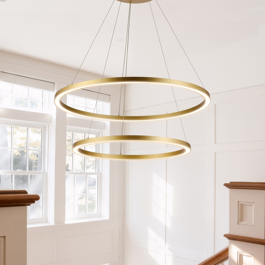 Brilagi - Димируем LED полилей на кабел PORTOFINO LED/98W/230V 3000-6000K Ø 80 см златист + дистанционно управление