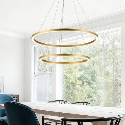 Brilagi - Димируем LED полилей на кабел PORTOFINO LED/98W/230V 3000-6000K Ø 80 см златист + дистанционно управление